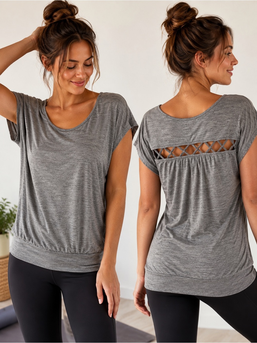 Maurices in Motion Gray Lattice Back Active Top Size 3X